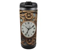 MUSM Rusty Steampunk Clock Tumbler 13oz, Double Wall Stainless Steel Water Bottle, BPA-Free Leakproof Travel Mug Insulated Coffee Mug with Lid for Car, Office, Gym, Camping