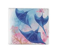MUSM Sea Animals Stingrays Bifold Wallet for Men Women, Slim Leather Wallet with 2 Card Slots, Photo Window, 2 Cash Pockets, Compact Travel Minimalist Wallets Men Purse for Daily Use