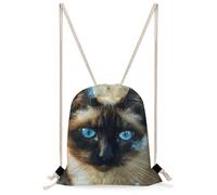 MUSM Siamese Cat Art Drawstring Backpack for Women Men - 13.8"x19.7" Lightweight Cinch Bag Large Capacity Gym Drawstring Bag Aesthetic Sackpack Sports Backpack for Travel, Beach