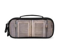 MUSM Small Makeup Bag with Handle - Durable PU Leather & Oxford Fabric Portable Mini Cosmetic Case Makeup Brush Holder for Women, Retro Cowboy Western Country Farm Pencil Case for Travel Office