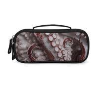 MUSM Small Makeup Bag with Handle - Durable PU Leather & Oxford Fabric Portable Mini Cosmetic Case Makeup Brush Holder for Women, Octopus Tentacles Pictures Pencil Case for Travel Office