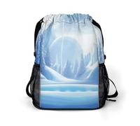 MUSM Snow Ice World Drawstring Backpack，Deluxe Stylish Large-Capacity Gym Bag,Lightweight Waterproof Travel Sackpack,for Women&Men
