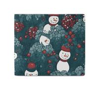 MUSM Snowman Snowball Bifold Wallet for Men Women, Slim Leather Wallet with 2 Card Slots, Photo Window, 2 Cash Pockets, Compact Travel Minimalist Wallets Men Purse for Daily Use