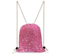 MUSM Sparkling Pink Glitter Drawstring Backpack for Women Men - 13.8"x19.7" Lightweight Cinch Bag Large Capacity Gym Drawstring Bag Aesthetic Sackpack Sports Backpack for Travel, Beach