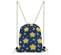MUSM Star - Moon Print Drawstring Backpack for Women Men - 13.8"x19.7" Lightweight Cinch Bag Large Capacity Gym Drawstring Bag Aesthetic Sackpack Sports Backpack for Travel, Beach
