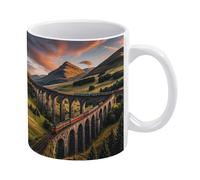 MUSM Sunset over Elevated Bridge Coffee Mug Double-Sided Printed Ceramic Mug 11oz Tea Cup for Gift Funny Coffee Cup for Home, Office & Cafe, Dishwasher Safe
