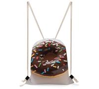 MUSM Tasty Chocolate Donut Drawstring Backpack for Women Men - 13.8"x19.7" Lightweight Cinch Bag Large Capacity Gym Drawstring Bag Aesthetic Sackpack Sports Backpack for Travel, Beach