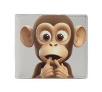 MUSM The Silent Monkey Bifold Wallet for Men Women, Slim Leather Wallet with 2 Card Slots, Photo Window, 2 Cash Pockets, Compact Travel Minimalist Wallets Men Purse for Daily Use