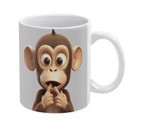 MUSM The Silent Monkey Coffee Mug Double-Sided Printed Ceramic Mug 11oz Tea Cup for Gift Funny Coffee Cup for Home, Office & Cafe, Dishwasher Safe