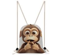 MUSM The Silent Monkey Drawstring Backpack for Women Men - 13.8"x19.7" Lightweight Cinch Bag Large Capacity Gym Drawstring Bag Aesthetic Sackpack Sports Backpack for Travel, Beach
