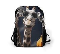 MUSM Three Giraffes Wearing Sunglasses Drawstring Backpack，Deluxe Stylish Large-Capacity Gym Bag,Lightweight Waterproof Travel Sackpack,for Women&Men