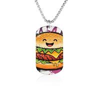 MUSM Titanium Steel Necklace with A Hamburger Pendant, 23.6 Inch Lightweight Chain - Elegant Jewelry Gift for Women Men Memorial Necklace for Birthday, Valentine's Day