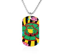 MUSM Titanium Steel Necklace with Art Frog Lotus Pendant, 23.6 Inch Lightweight Chain - Elegant Jewelry Gift for Women Men Memorial Necklace for Birthday, Valentine's Day