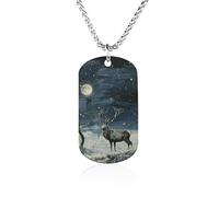 MUSM Titanium Steel Necklace with Painting Under Moonlight Pendant, 23.6 Inch Lightweight Chain - Elegant Jewelry Gift for Women Men Memorial Necklace for Birthday, Valentine's Day