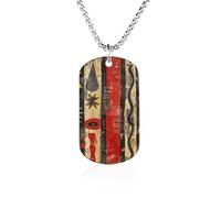 MUSM Titanium Steel Necklace with Red And Yellow Pattern Pendant, 23.6 Inch Lightweight Chain - Elegant Jewelry Gift for Women Men Memorial Necklace for Birthday, Valentine's Day