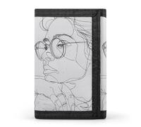 MUSM Tri-Fold Wallet with 8 Card Slots & Key Ring, Durable Polyester Money Clip Compact Meditation Pose Painting Wallet for Men & Women