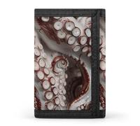 MUSM Tri-Fold Wallet with 8 Card Slots & Key Ring, Durable Polyester Money Clip Compact Octopus Tentacles Pictures Wallet for Men & Women