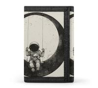 MUSM Tri-Fold Wallet with 8 Card Slots & Key Ring, Durable Polyester Money Clip Compact On The Moon Swing Wallet for Men & Women