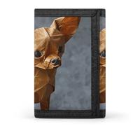 MUSM Tri-Fold Wallet with 8 Card Slots & Key Ring, Durable Polyester Money Clip Compact Origami Art Dog Wallet for Men & Women