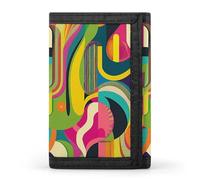 MUSM Tri-Fold Wallet with 8 Card Slots & Key Ring, Durable Polyester Money Clip Compact Pop Style Images Wallet for Men & Women