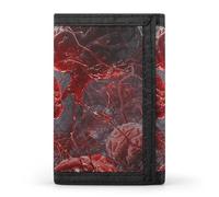 MUSM Tri-Fold Wallet with 8 Card Slots & Key Ring, Durable Polyester Money Clip Compact Red Brain Nerve Wallet for Men & Women