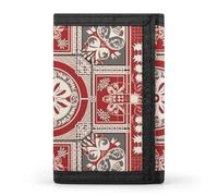 MUSM Tri-Fold Wallet with 8 Card Slots & Key Ring, Durable Polyester Money Clip Compact Simple Art Style Wallet for Men & Women