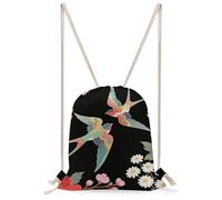 MUSM Two Colorful Flying Birds Drawstring Backpack for Women Men - 13.8"x19.7" Lightweight Cinch Bag Large Capacity Gym Drawstring Bag Aesthetic Sackpack Sports Backpack for Travel, Beach