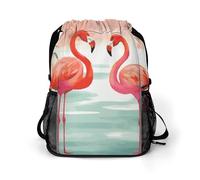 MUSM Two Red Flamingos Drawstring Backpack，Deluxe Stylish Large-Capacity Gym Bag,Lightweight Waterproof Travel Sackpack,for Women&Men