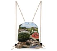 MUSM Watermelon on The Ground Drawstring Backpack for Women Men - 13.8"x19.7" Lightweight Cinch Bag Large Capacity Gym Drawstring Bag Aesthetic Sackpack Sports Backpack for Travel, Beach