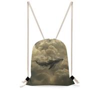 MUSM Whale in The Clouds Drawstring Backpack for Women Men - 13.8"x19.7" Lightweight Cinch Bag Large Capacity Gym Drawstring Bag Aesthetic Sackpack Sports Backpack for Travel, Beach