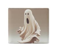 MUSM White Ghost Bifold Wallet for Men Women, Slim Leather Wallet with 2 Card Slots, Photo Window, 2 Cash Pockets, Compact Travel Minimalist Wallets Men Purse for Daily Use