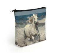 MUSM White Horse Running on The Sea Makeup Bag Large Capacity Cosmetic Bag Portable Toiletry Organizer for Travel Outdoor Business Trip Daily Cosmetic Storage