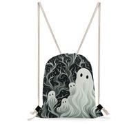 MUSM White Patterned Ghost Drawstring Backpack for Women Men - 13.8"x19.7" Lightweight Cinch Bag Large Capacity Gym Drawstring Bag Aesthetic Sackpack Sports Backpack for Travel, Beach