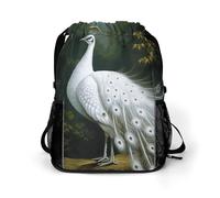 MUSM White Peacock_78030696 Drawstring Backpack，Deluxe Stylish Large-Capacity Gym Bag,Lightweight Waterproof Travel Sackpack,for Women&Men