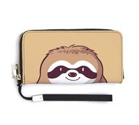 MUSM Yoga Sloth Coffee Long Wallet Zip Around Wallet Handbag with Wrist Strap Large Capacity Phone Purse