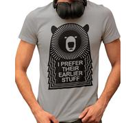Muso Bear Men's t-Shirts - I Prefer Their Earlier Stuff Band Merchandise T-Shirt - Funny 80s 90s Retro t Shirt t Shirts & Mens Tops - Festival Essential (UK, Alpha, XXL, Regular, Regular, Grey)