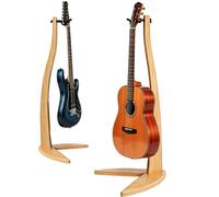 MUSO Guitar Bass Hanger Stand, Solid Wood Bow Holder Mermaid Shaped for Display and Storage, 42 inches Height Anti-scratched and Anti-bump, Deorate Studios, Living room and Stage(Bamboo, 1)