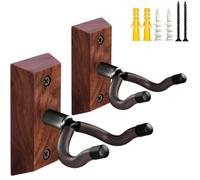 MUSO Guitar Wall Mount 2 Pack, Black Walnut Wood Guitar Hook, Guitar Holder Wall Hanger Mount, Guitar Stand Guitar Accessories for Acoustic, Electric Guitar, Banjo, Bass, Ukulele