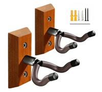 MUSO Guitar Wall Mount 2Pack, Wood Guitar Hooks, Guitar Wall Hanger Mount, Guitar Holder Hook Stand Wall Mount Guitar Accessories for Acoustic, Electric Guitar, Banjo, Bass, Ukulele, Sapele