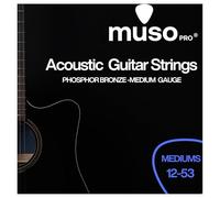 MUSO PRO Acoustic Guitar Strings - Phosphor Bronze, Medium Gauge 12-53 - Full-Bodied Tone, Long Life, Smooth Playability & Stable Tuning for All Acoustic Styles