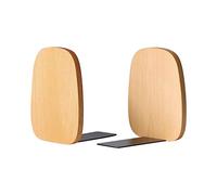 Muso Wood Book ends, wooden bookends 1 pair - Decorative book ends for shelves - Sturdy book stop for Gift/Home/Office/School 14x12x10.8cm (Beech wood)