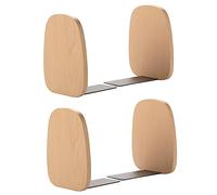 Muso Wood Book ends, wooden bookends 2 pairs - Decorative book ends for shelves - Sturdy book stop for Gift/Home/Office/School 14x12x10.8cm (Beech wood)