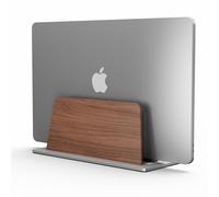 muso wood Laptop Stand Vertical Aluminium and Walnut Wood Vertical Laptop Stand Vertical Space Saving Adjustable Holder for MacBook Pro/Air, iPad, Samsung, Tablets, Notebooks