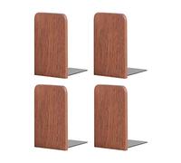 Muso Wood Sapele Bookends,Pack of 2 Pairs,Office Desk Book End for Shelves,Book Stand