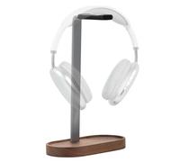 muso wood Universal Headphone Stand, Walnut Wood and Aluminium, Stable Headphone Holder, Headphone Stand, Gaming Headphone Holder, Headset Holder with Cable Holder, Wood