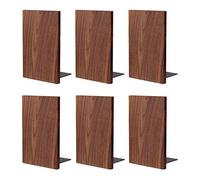 Muso Wood Walnut Bookends for Heavy Books, Wooden Book Ends for Shelves, Non-Skid Bookends for Office Home Desk 7.1"x4.7"x4.1"(3 Pairs)