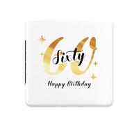 musoeica Happy 60th Birthday Gifts for Women - Compact Leather Makeup Mirror, 60th Gifts for Her, 60 Year Old Birthday Gift Ideas for Mum Nanny Aunt, Travel Mirror for Her, 60 Year Old Gift for Women