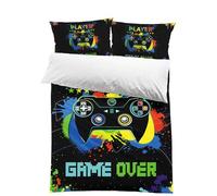 MUSOLEI Gaming Duvet Covers Set Boys Double Bedding Sets Gamer for Kids/Children/Teens Double Quilt Cover Matching Quit Cover 200X200cm+ 2 Pillowcase 50X75cm Soft Microfiber