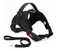 Musonic No Pull Dog Harness Breathable Adjustable Comfort Free Lead Included for Small Medium Large Dog Best for Training Walking L Black