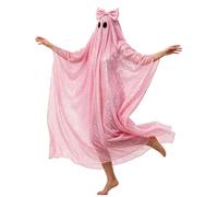 Muspeczenith Women Ghost Costume Halloween Spooky Cape Sequin Disco Ghost Poncho (Pink, S)